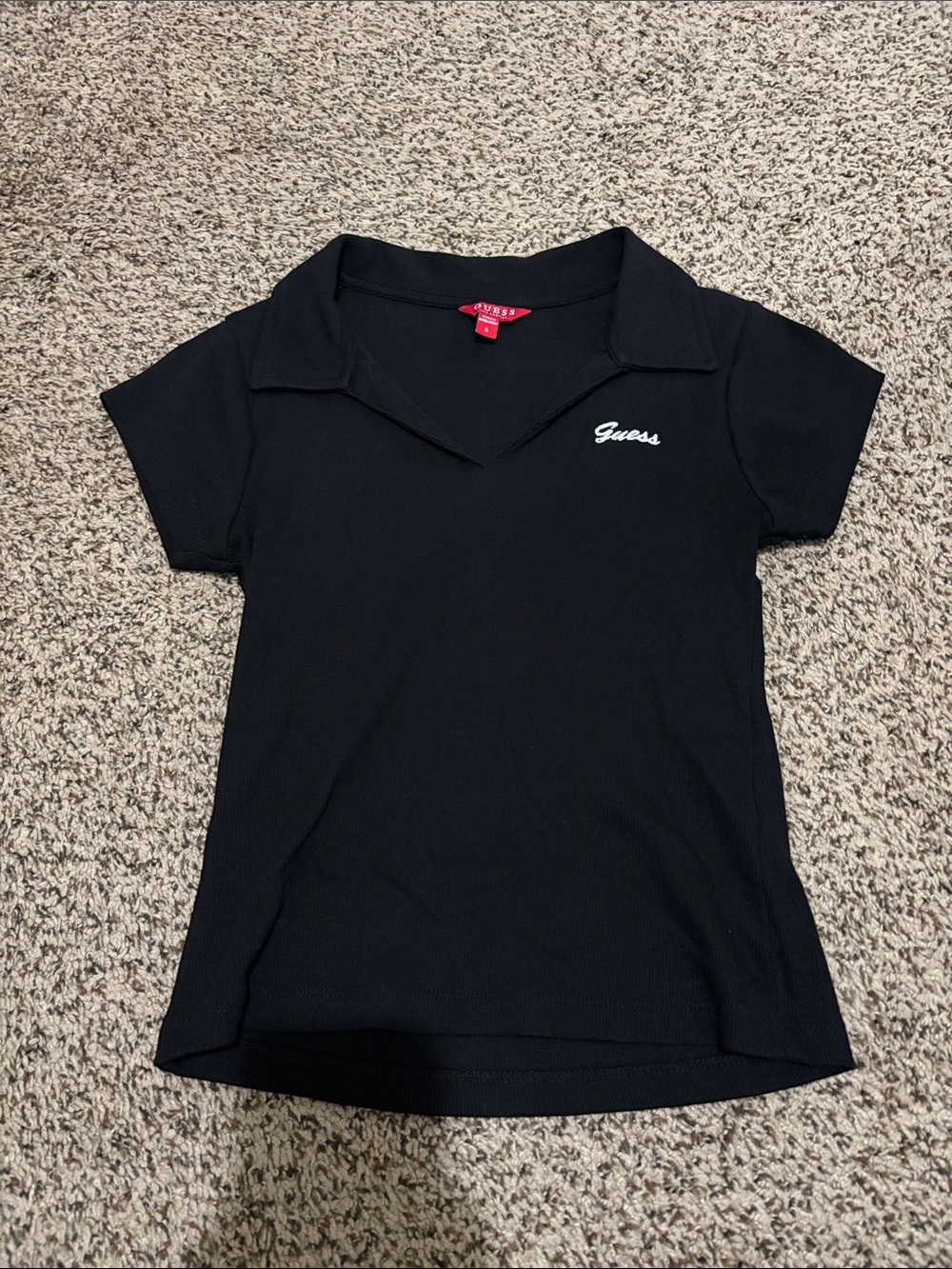 Guess Black Girls' Polo Top with Script Logo